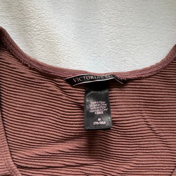 Victorias Secret Ribbed Sexy Bra Long Sleeve Winter Top Pink Medium - Picture 3 of 3